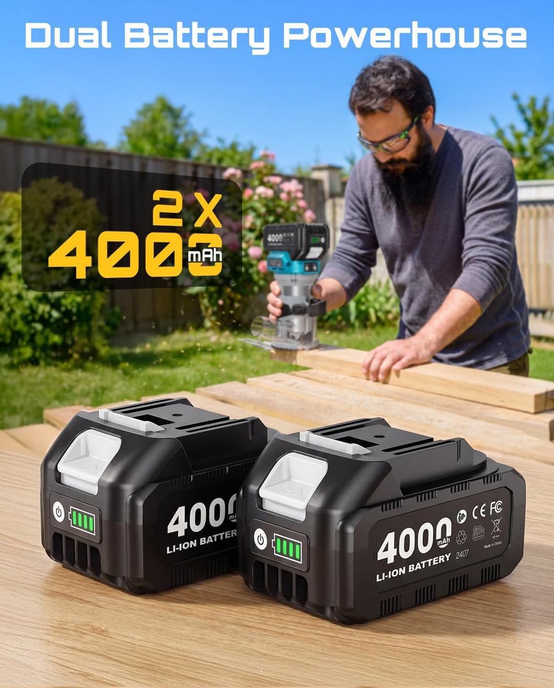 SEESII Akku Oberfräse, 33000RPM Akku-Kantenfräse Set mit 8 Geschwindigkeit | Bürstenloser Multifunkt