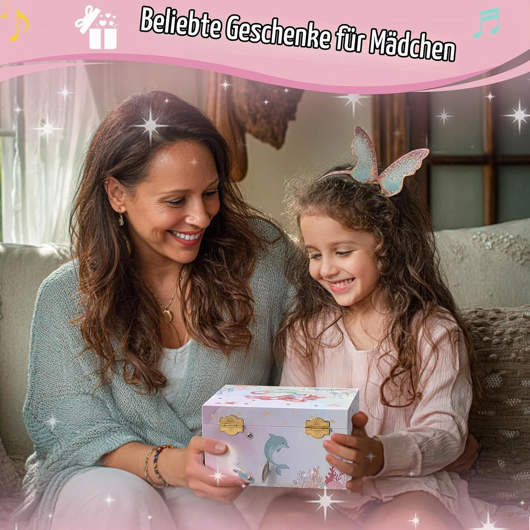ProCase Kinder Musik Box Schmuckkästchen mit Spieluhr Mermaid, Schmuckschatulle mit Melodie für Mädc