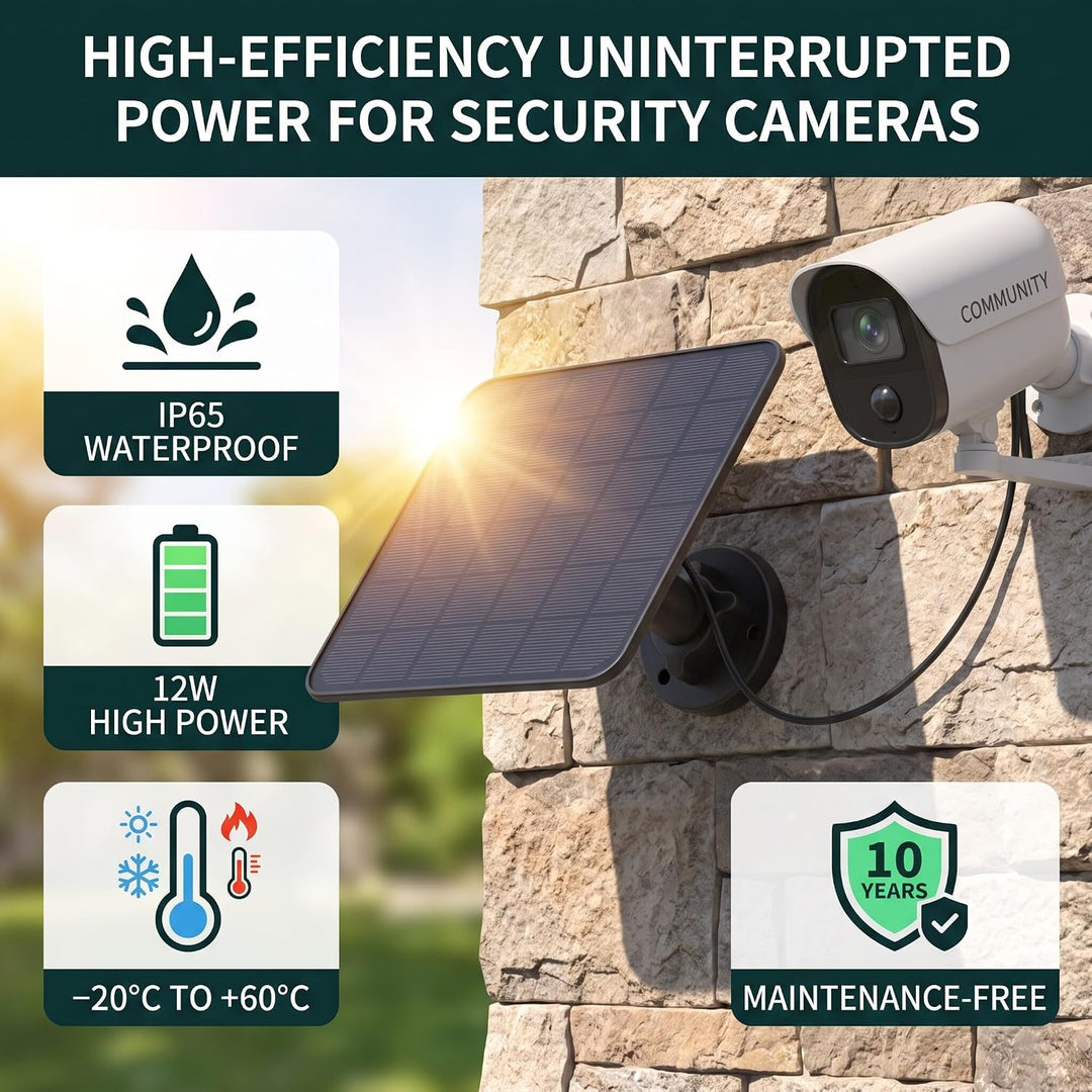 12 W Solarpanel Ladegerät, Netzteil für Arlo Pro 3 Pro 4 Ultra 2 Go 2, 9,8 Fuss/3 M IP65 Wasserdicht