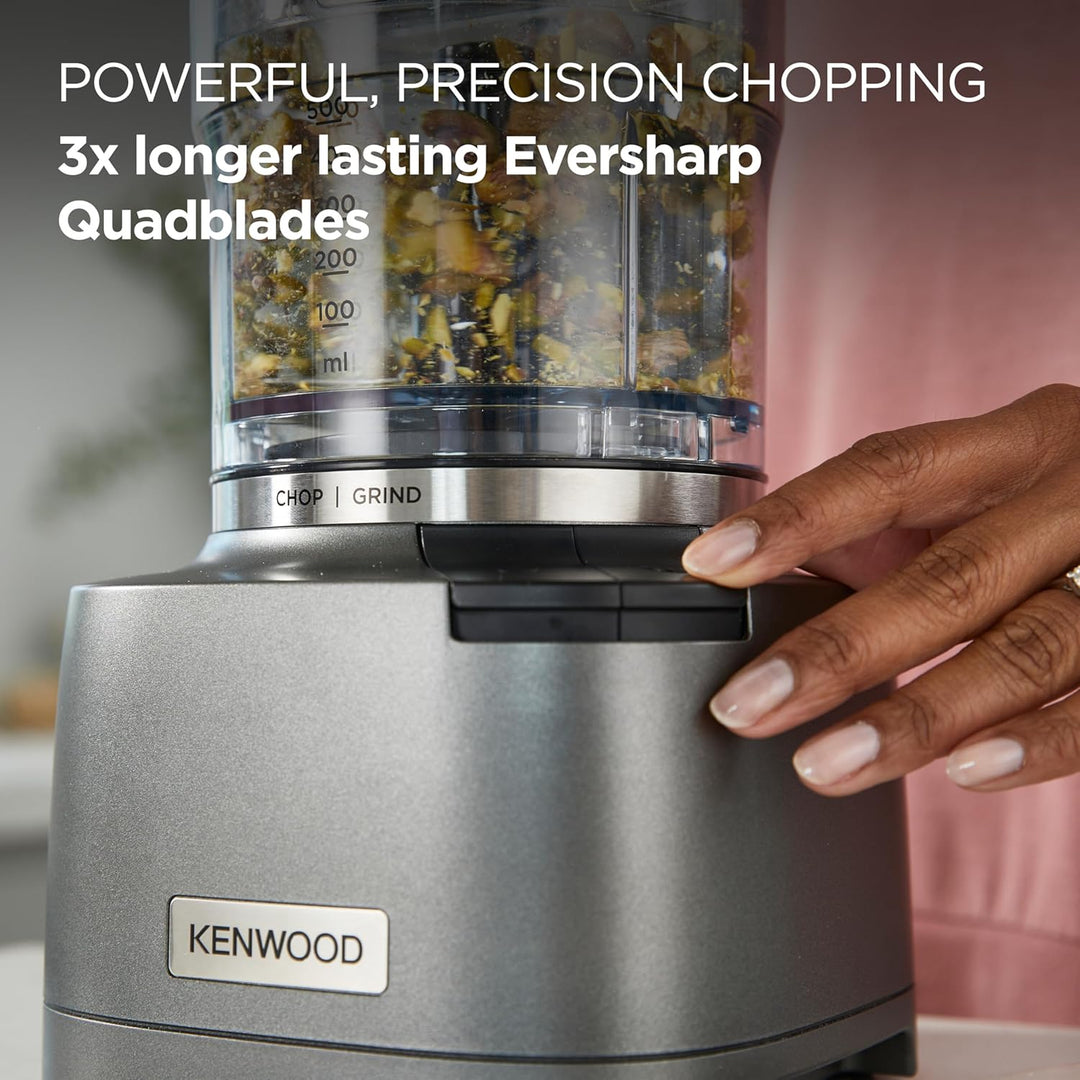 Kenwood Duo Prep 2-in-1 CHP80.000SI Multi-Zerkleinerer & Mahler, Quadblade-Klingen, Hochgeschwindigk