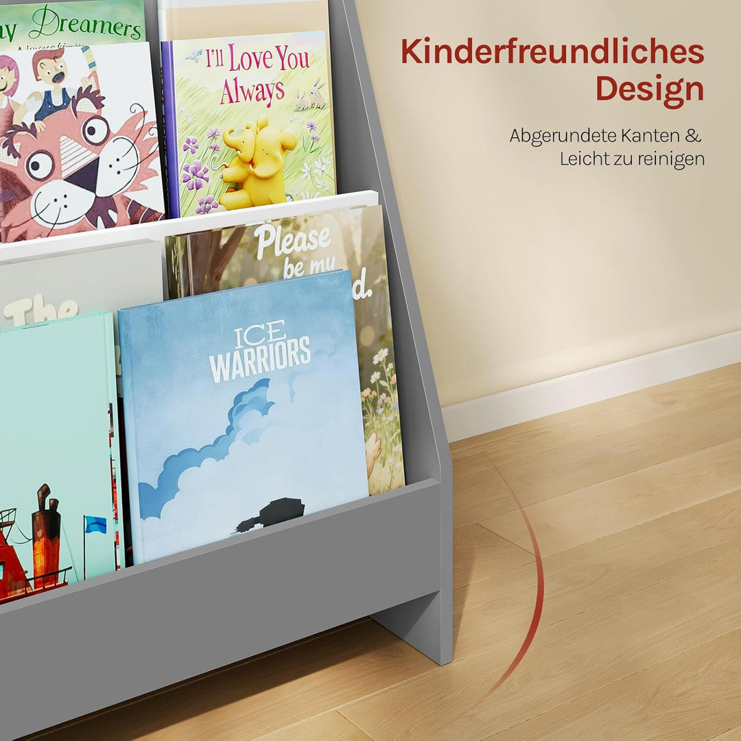 WOLTU Kinderbücherregal für Kinderzimmer Kindergarten, Bücherregal Kinder mit 4 Ebenen, Kinderregal