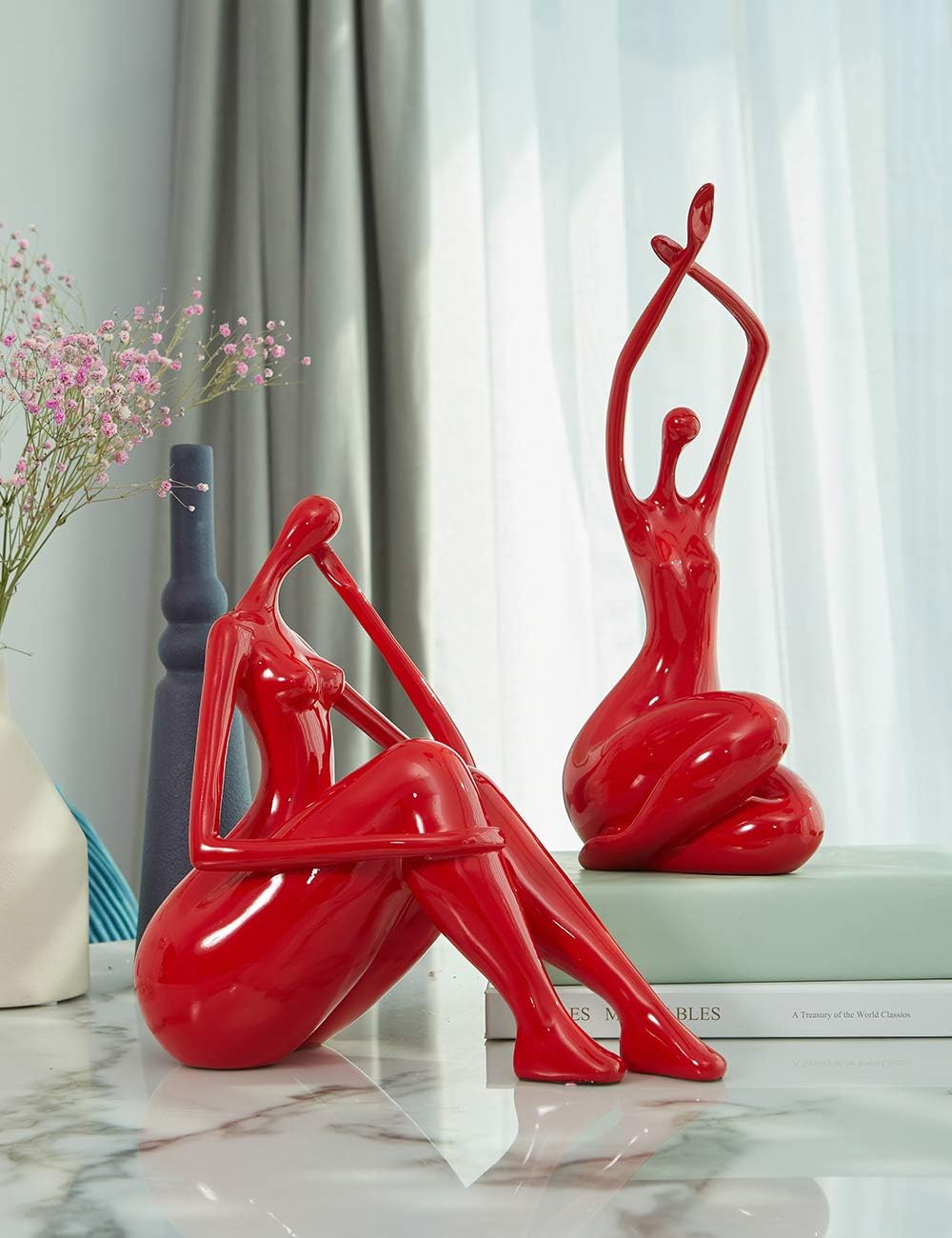 HAUCOZE Modern Dekor Skulptur Frau Figuren Statue Wohnzimmer Kunst Arts Polyresin Geschenk 26cm