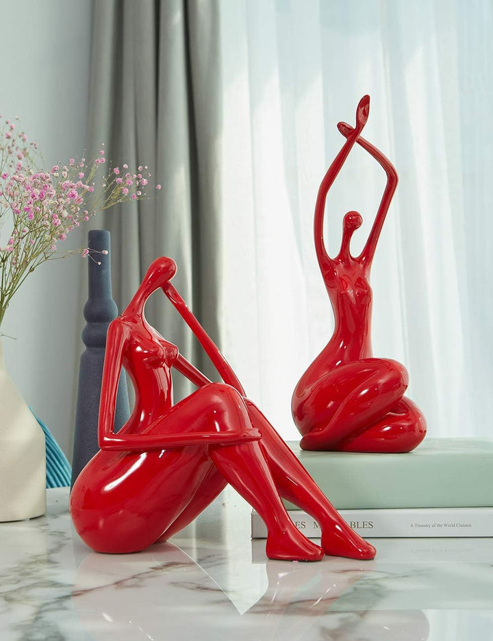 HAUCOZE Modern Dekor Skulptur Frau Figuren Statue Wohnzimmer Kunst Arts Polyresin Geschenk 26cm