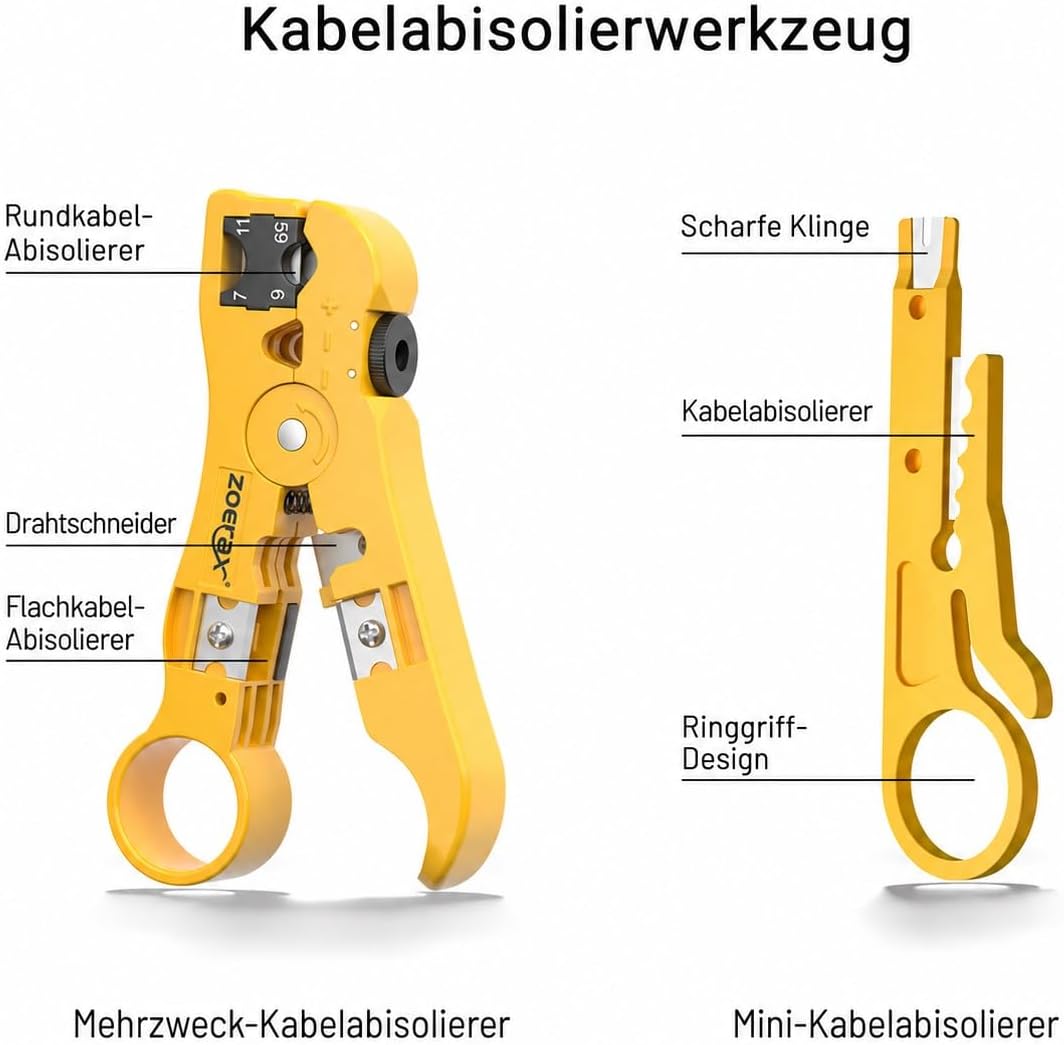 Netzwerk-Werkzeugset, ZOERAX 11 in 1 Professionelles RJ45 Crimpwerkzeug-Kit - Pass Through Crimper,
