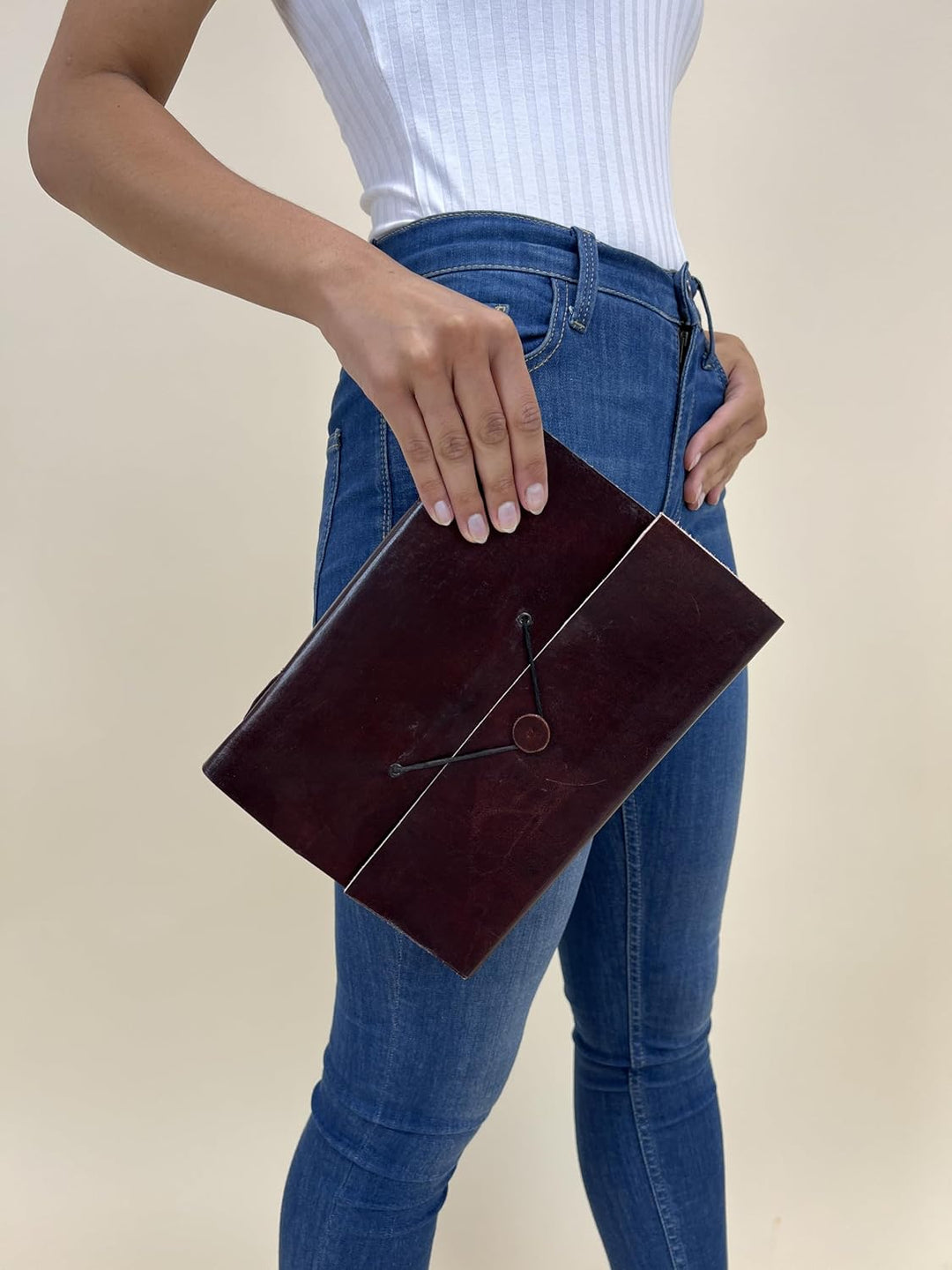 Gusti Leder nature Buch Notizblock Tagebuch Skizzenbuch Kladde Traditionell Gross Lederaccessoire Fo