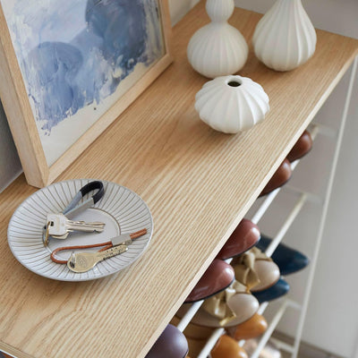 Shoe rack with wood top board - Tower - white Single Weiss, Single Weiss