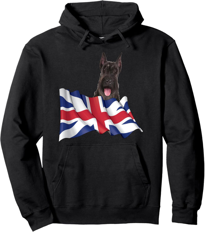 Union Jack Flag Dog Giant Schnauzer Pullover Hoodie