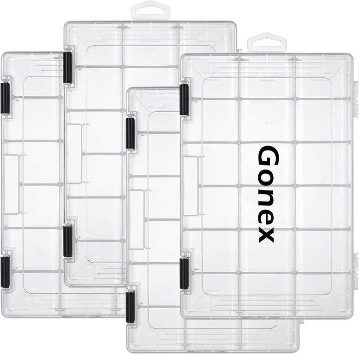 Gonex Köderboxen Angeln, Tackle Boxes 3/4 Stück, Transparente Kunststoff Angelbox mit Verstellbaren