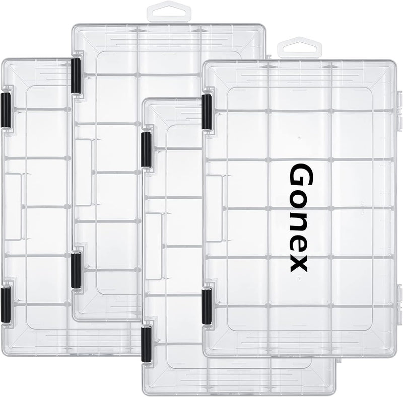 Gonex Köderboxen Angeln, Tackle Boxes 3/4 Stück, Transparente Kunststoff Angelbox mit Verstellbaren
