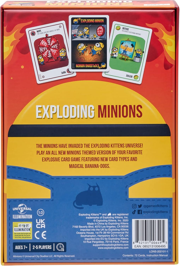 Exploding Kittens - 2-5 Players - Ages 7+ - 15 Minutes to Play - Minions Themed High Stakes Card Gam