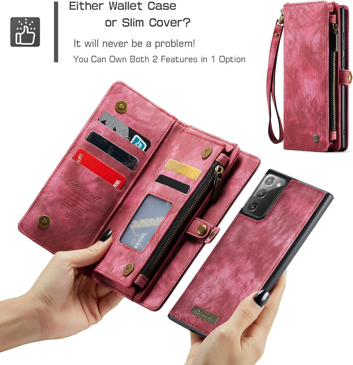 UFinetech 2-in-1 Luxus Samsung Galaxy Note 20 Hülle Case Tasche Magnetische Gute Flip Kartenfach Ket