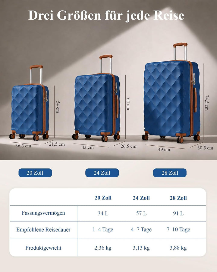 British Traveller Hartschalenkoffer Gross Handgepäck Koffer 73 * 47 * 30cm Reisekoffer Gross Koffer