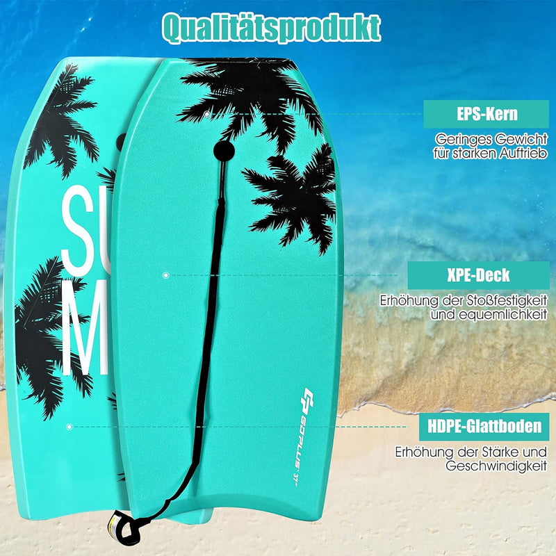 GOPLUS Surfboard Surfbrett Bodyboard Shortboard Schwimmbrett Farbwahl, Schwimmboard 105x51x6cm Grün-