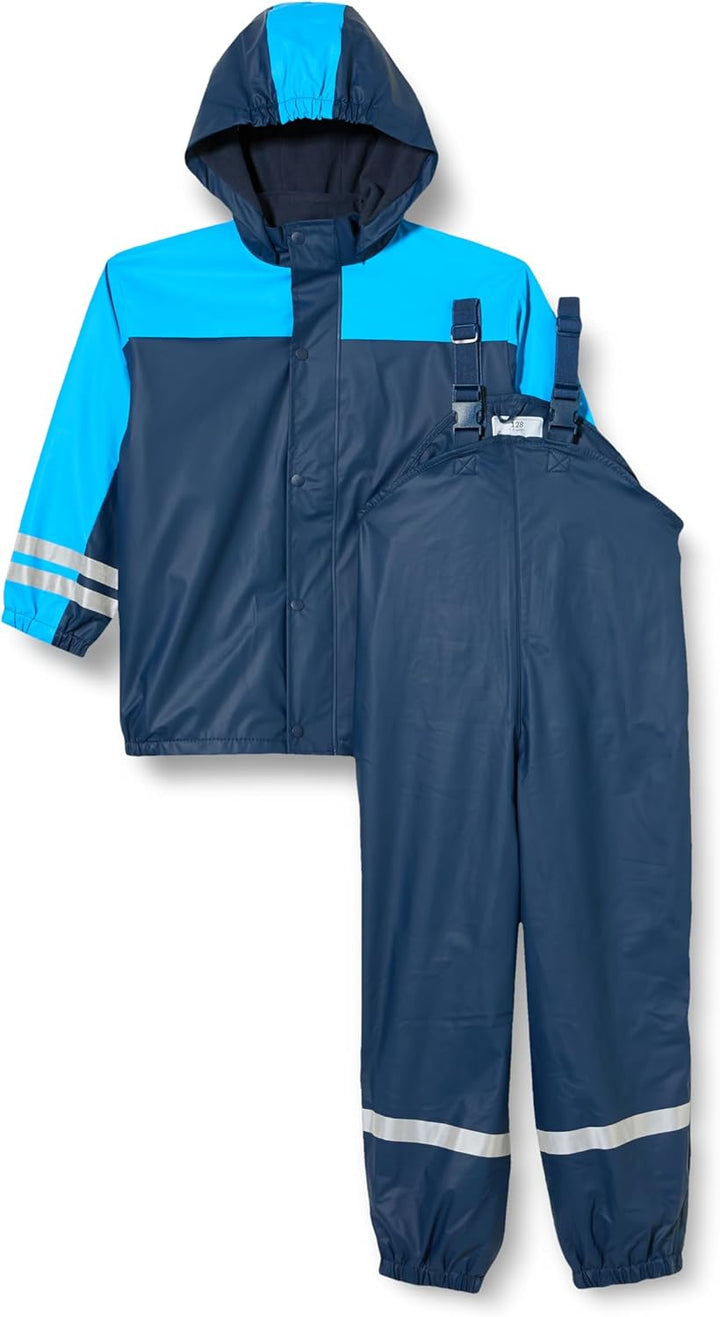 Playshoes Unisex Kinder Regen-Anzug mit Fleece-Futter Warmer Wasserdichter Matschanzug Regenbekleidu