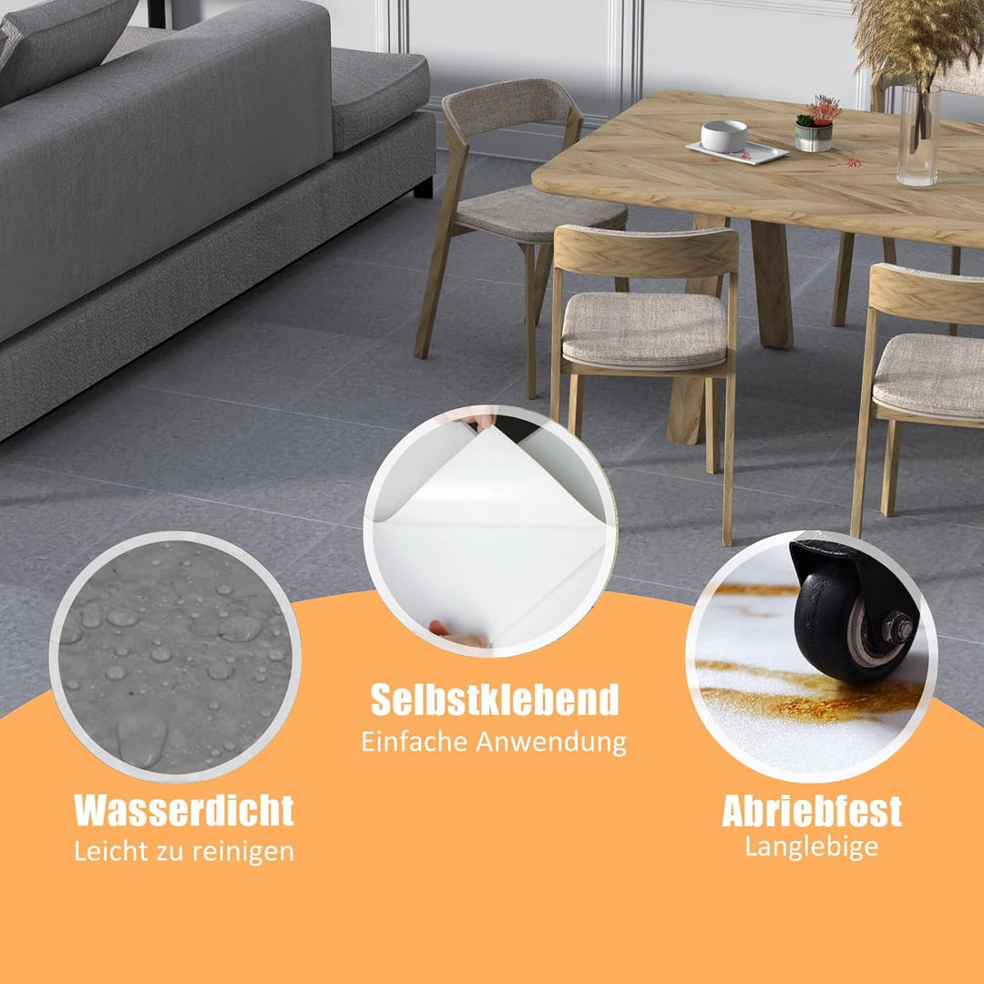 PVC Bodenbelag Selbstklebende Fliesen Marmor Steinoptik 30x30 cm, Fliesenoptik Vinylboden Bodenflies