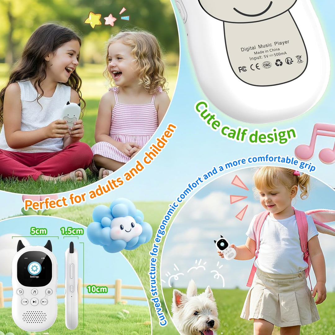 64GB MP3 Player Kinder Bluetooth 5.3 MP3-Player mit Lautsprechern UKW-Radio, Wecker, 750-mAh-Akku, B
