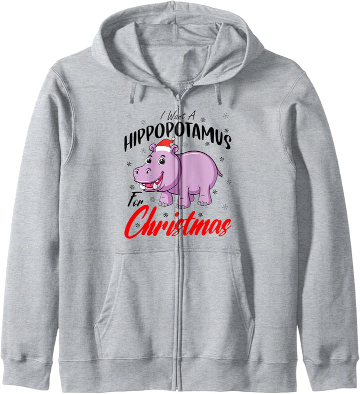 I Want A Hippopotamus For Christmas Shirt Xmas Hippo Kapuzenjacke