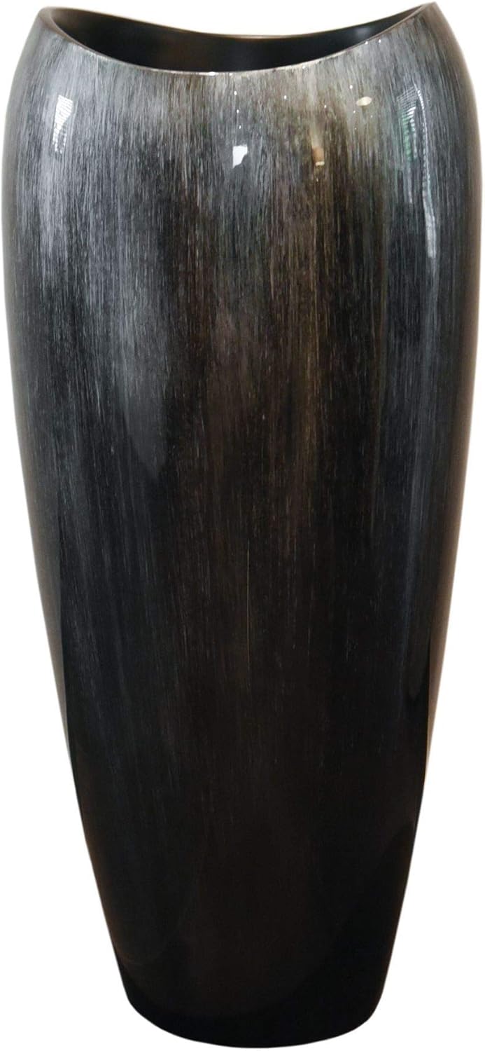 VIVANNO Pflanzkübel Pflanzgefäss Vase Kübel exklusiv Deluxe Schwarz, Silber Hochglanz Schwarz Silber