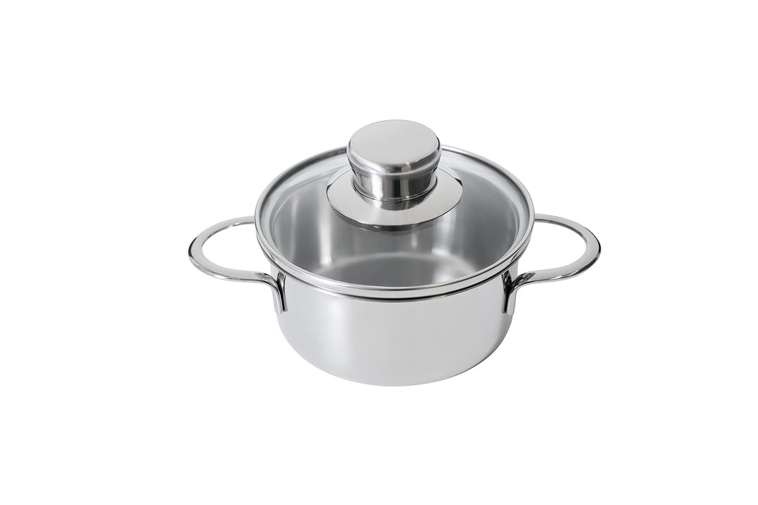 Kelomat, 1963-323, Mini Bratentopf mit Deckel, Durchmessser 12cm, Inhalt 0,6 Liter, Edelstahl