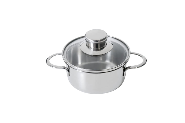 Kelomat, 1963-323, Mini Bratentopf mit Deckel, Durchmessser 12cm, Inhalt 0,6 Liter, Edelstahl