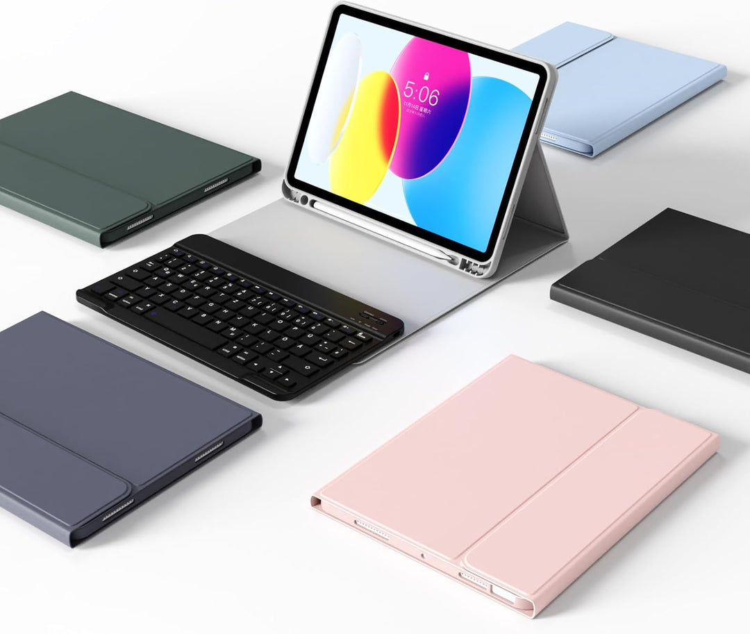 ZOYU Tastatur Hülle für ipad 10. Generation (10,9 Zoll 2022) mit Stifthalter, TPU Rückschale, Magnet