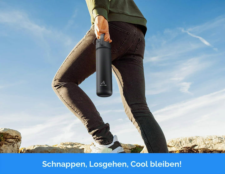 POWCAN 26 oz isolierte Wasserflasche mit 2-in-1-Trinkhalm und Ausgussdeckel, hält 24 Stunden kalt, a
