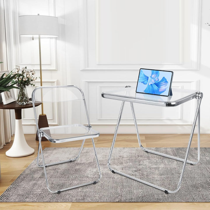 OHMG Klapptisch, aus Acryl, transparent, Picknicktische, ideal für kleine Büros, Beistelltisch oder