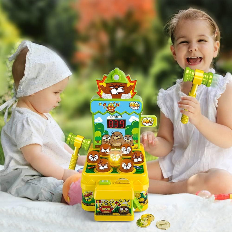 VATOS Whack Spiel,Schlag den Maulwurf,elektronisches Mini Arcade Spielzeug,Münzspiel mit 2 Hämmern,i