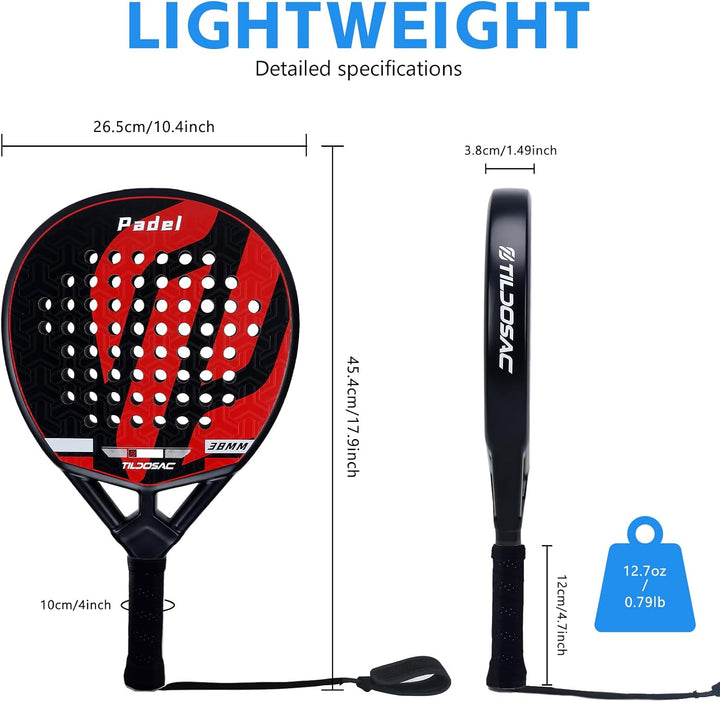 TILDOSAC Padel Schläger für Erwachsene Schläger Abdeckung enthalten