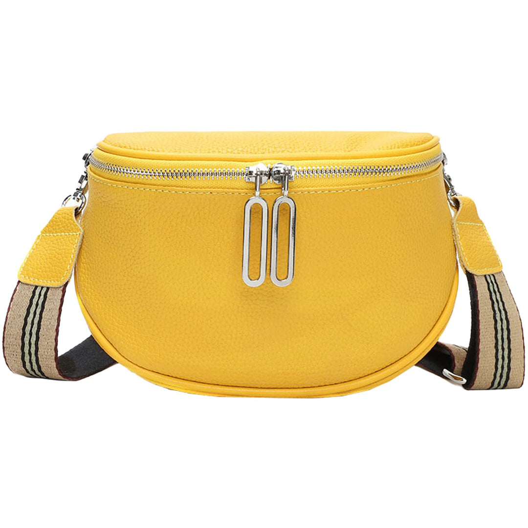 EINYNIUER Crossbody Bag Damen Leder Breiter Gurt Umhängetasche Bauchtasche Damen Leder Stylish,gelb