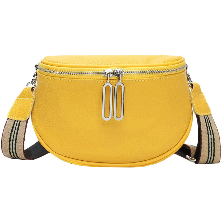 EINYNIUER Crossbody Bag Damen Leder Breiter Gurt Umhängetasche Bauchtasche Damen Leder Stylish,gelb