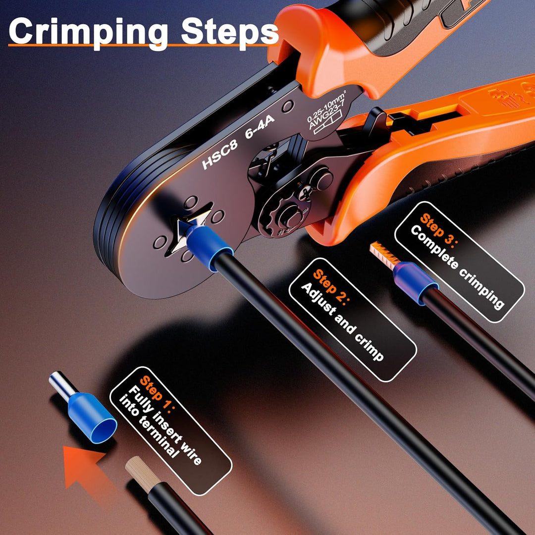 Preciva Crimpzange Set Aderendhülsen Set für 0,25-10 mm² mit 1280 Stück Aderendhülsen, Crimpzangen,