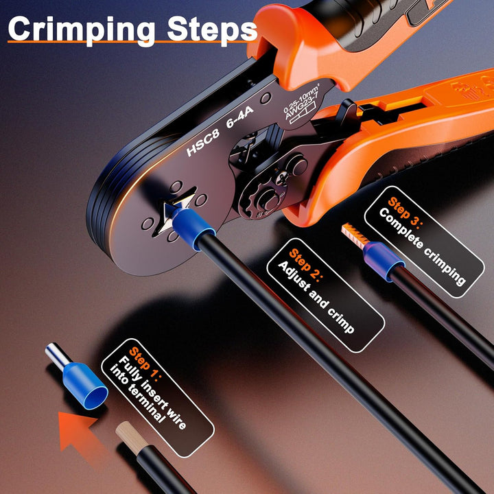 Preciva Crimpzange Set Aderendhülsen Set für 0,25-10 mm² mit 1280 Stück Aderendhülsen, Crimpzangen,
