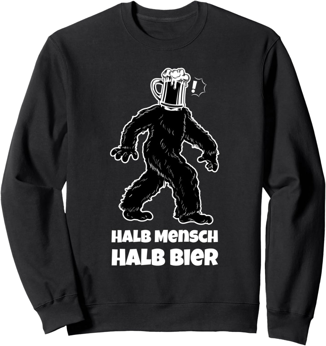 Halb Mensch Halb Bier Sauftour Polter lustiger Sauf Suff Sweatshirt