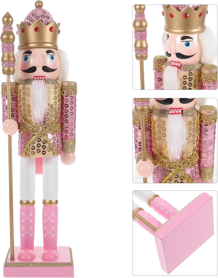 Veemoon Rosa Nussknackerfiguren, Glitzernde Soldatenfiguren, Weihnachtssoldaten-Dekoration für Den S