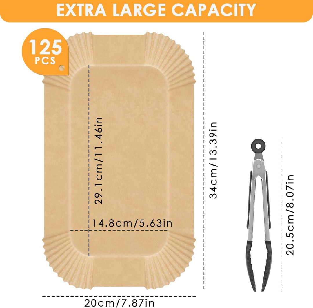 Backpapier für Heissluftfritteuse, BROTOU 125pcs 29.1 x 14,8 CM Rechteckig Antihaft Airfryer Backpap