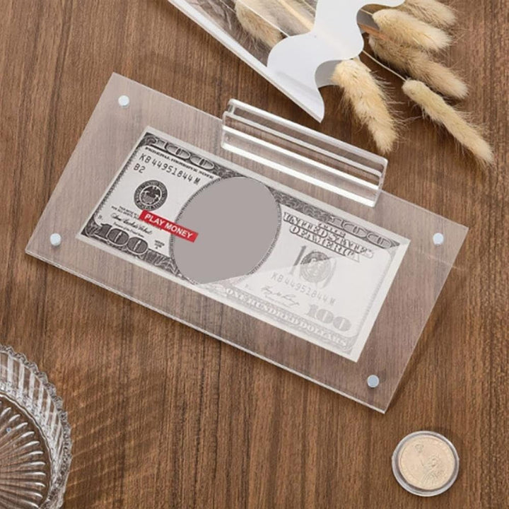 Acryl-Dollar-Schein-Halter, Dollar-Schein-rahmenhalter, Durchsichtige Schilder-vitrine, Währungs-Tic
