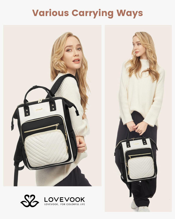 LOVEVOOK Rucksack Damen Gross, 17,3 Zoll Wasserdicht Laptop Schulrucksack mit Laptopfach, Reiserucks