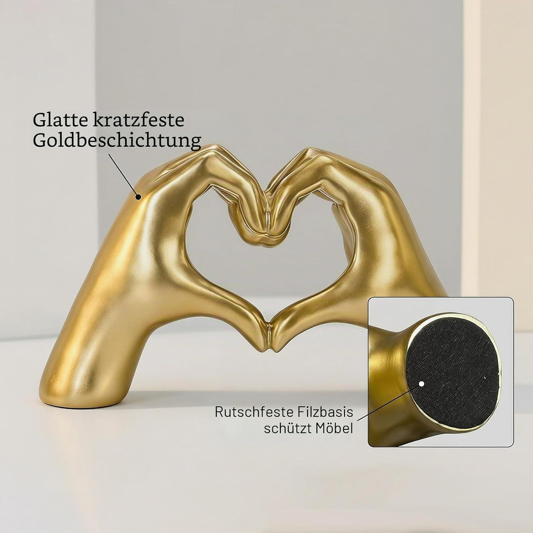 MOYI Gold Dekor für Wohnzimmer Schlafzimmer Bücherregal Kaffeetisch, Herz Hände Statue Regal Dekor,Ä
