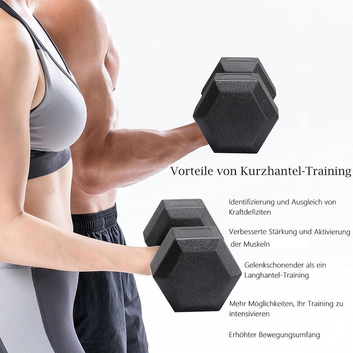 Yaheetech 2 Stück Hantel Set 4/5/6/7,5/8/10 Kg Kurzhanteln Gusseisen Hexagon Hanteln Gewichte Traini
