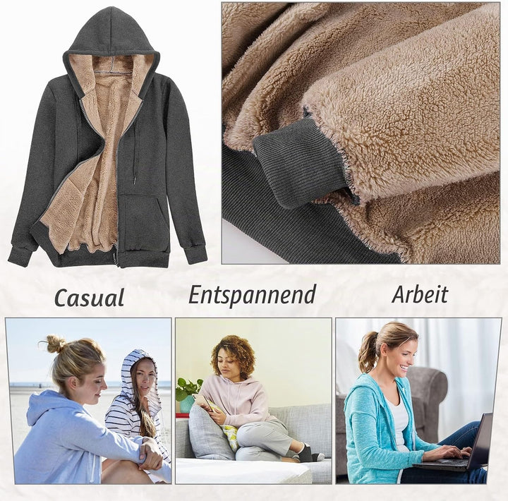 UMIPUBO Hoodie Damen Sweatjacke Fleecejacke Kapuzenpullover Warm Oberteil, Herbst und Winter Sweatsh