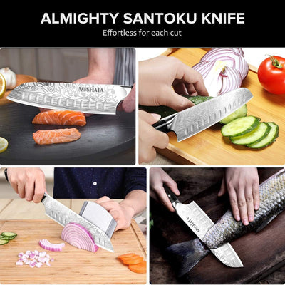 MOSFiATA Kochmesser, Santoku Messer Küchenmesser Profi Chefmesser Allzweckmesser Aus Rostfreiem Stah