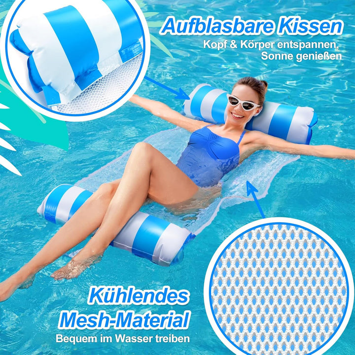 Dusor Luftmatratze Pool Zubehör 2Stück, XL Luftmatratze Wasser Hängematte, Aufblasbare Pool Spielzeu