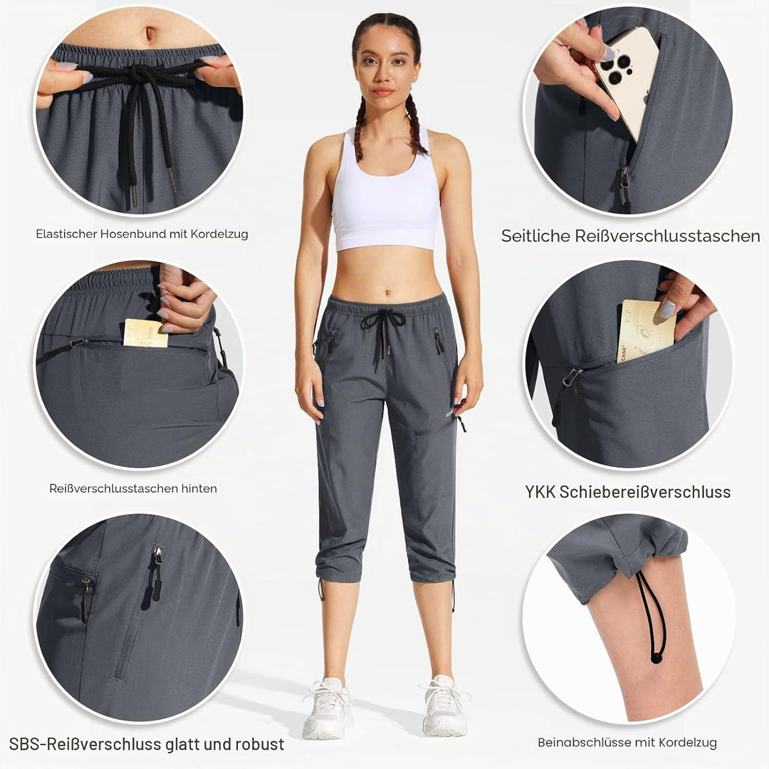 MOCOLY Damen Wanderhose Cargohose Wasserdicht Elastische Outdoorhose Cargo Jogginghose Trekkinghose