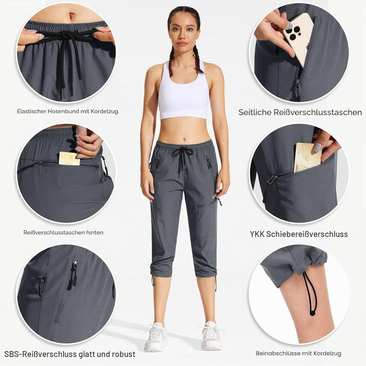 MOCOLY Damen Wanderhose Cargohose Wasserdicht Elastische Outdoorhose Cargo Jogginghose Trekkinghose