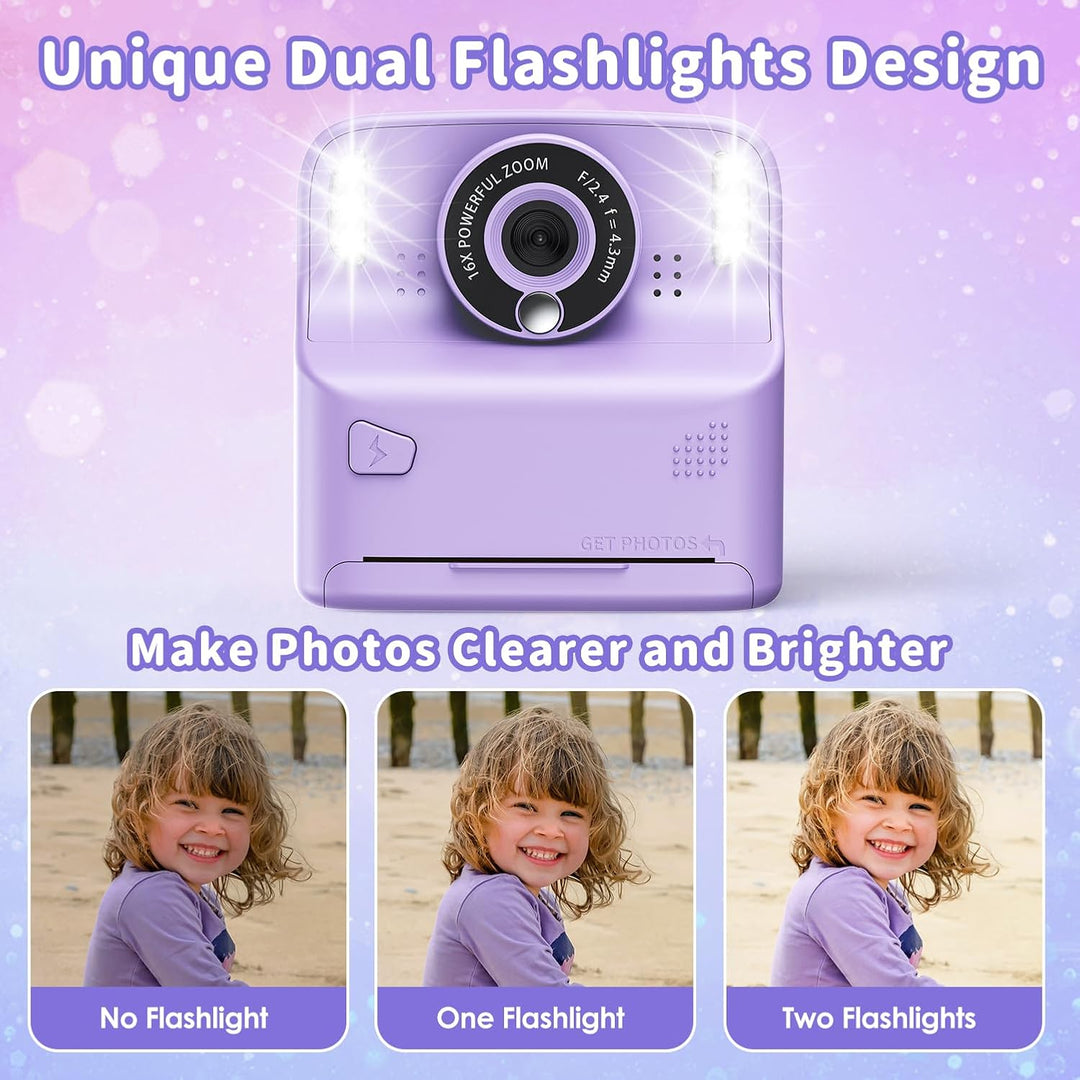 PHNIXGAM Sofortbildkamera Kinder, Digitalkamera kinderkamera fotoapparat 2.4in HD Kamera Geschenke f