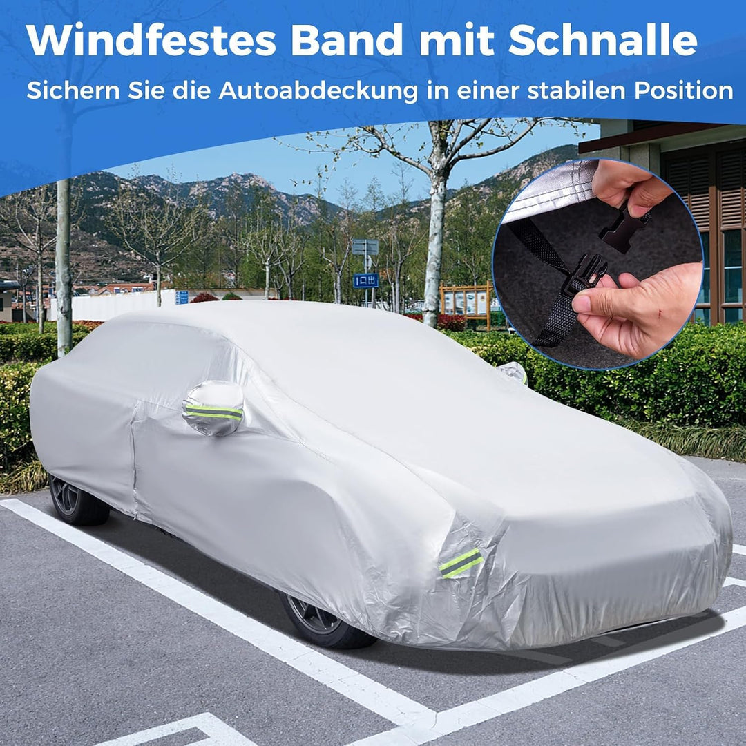 COSTWAY Abdeckplane Auto, Autoplane Wetterfest mit Reissverschluss &amp; Tasche | Autogarage Vollgarage