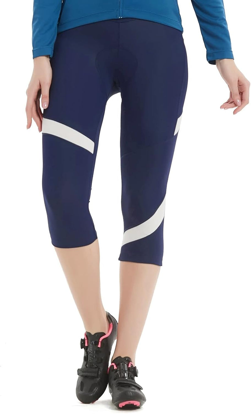 Santic Fahrradhose Damen Gepolstert 3/4 Radlerhose Damen mit Sitzpolster Radhose Damen 3/4 mit Polst