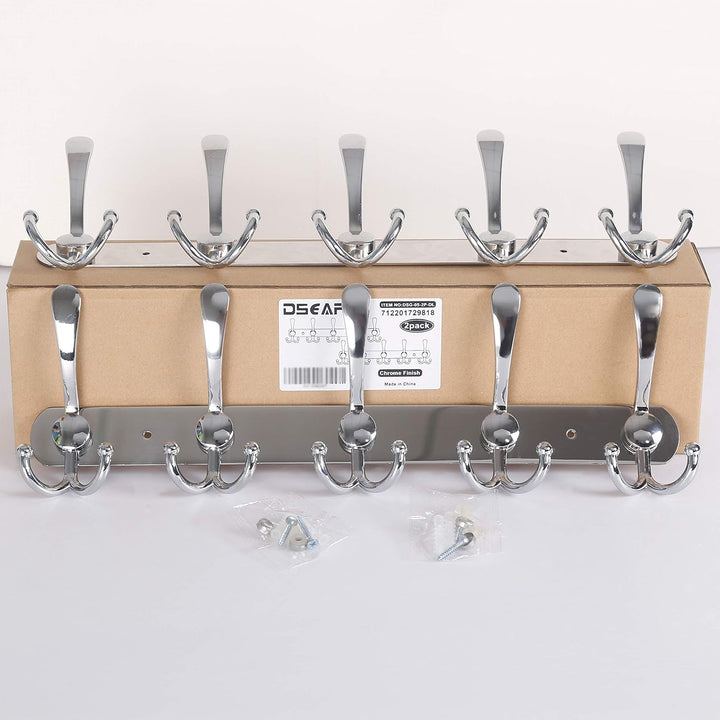 Dseap Garderobenleiste - Schwerlast Garderobenhaken Mit 5 Dreifachhaken, Edelstahl Wandgarderobe, Kl