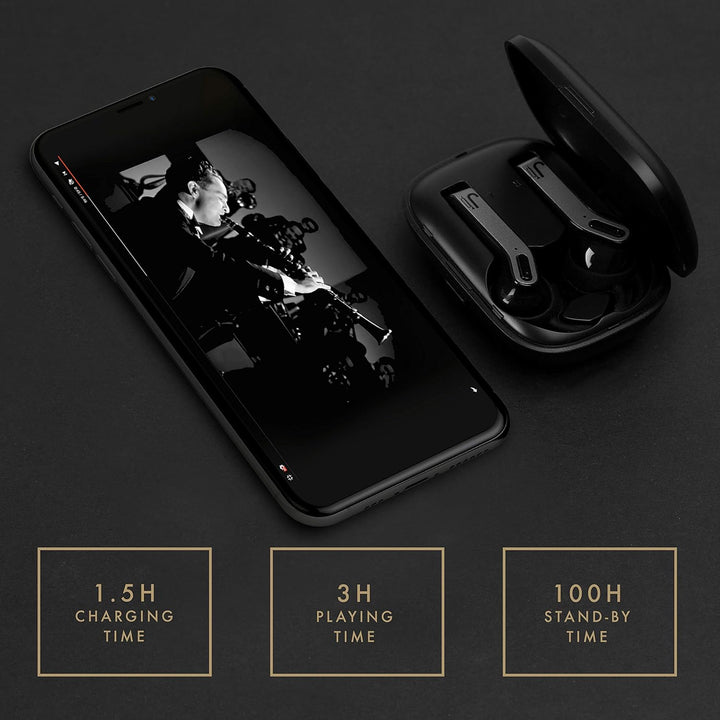 SBS Bluetooth Kopfhörer schwarz - Wireless In Ear Kopfhörer mit Ladestation 450mAh & 3 Stunden Akkul